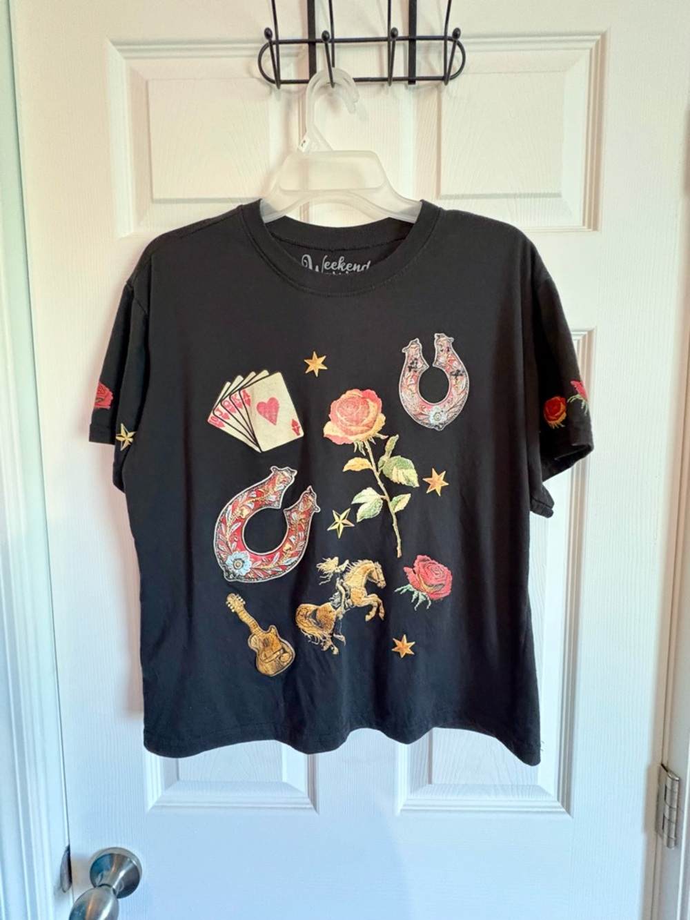 western graphic tee horseshoe rose cowboy shirt size l